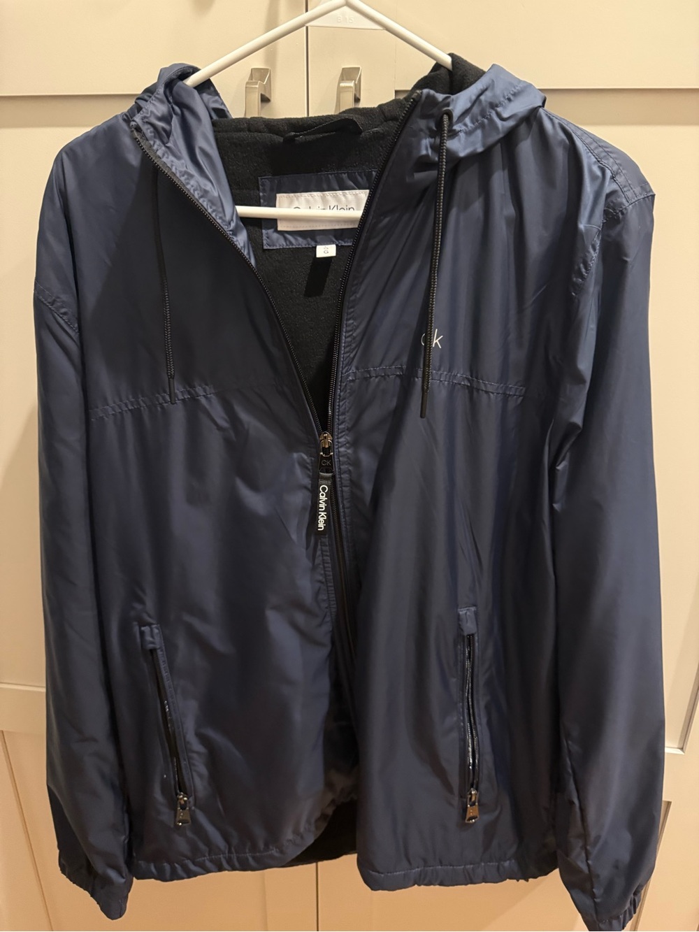 Calvin Klein Men's Dark Navy Hooded Lined Windbreaker